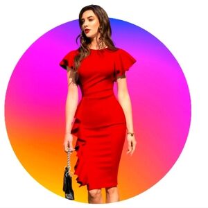 Memoriesea Red Ruffle Dress